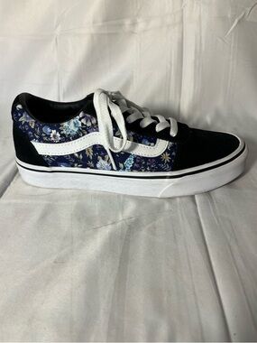 VANS WARD FLORAL LOWTOP BLACK SNEAKERS SZ 7